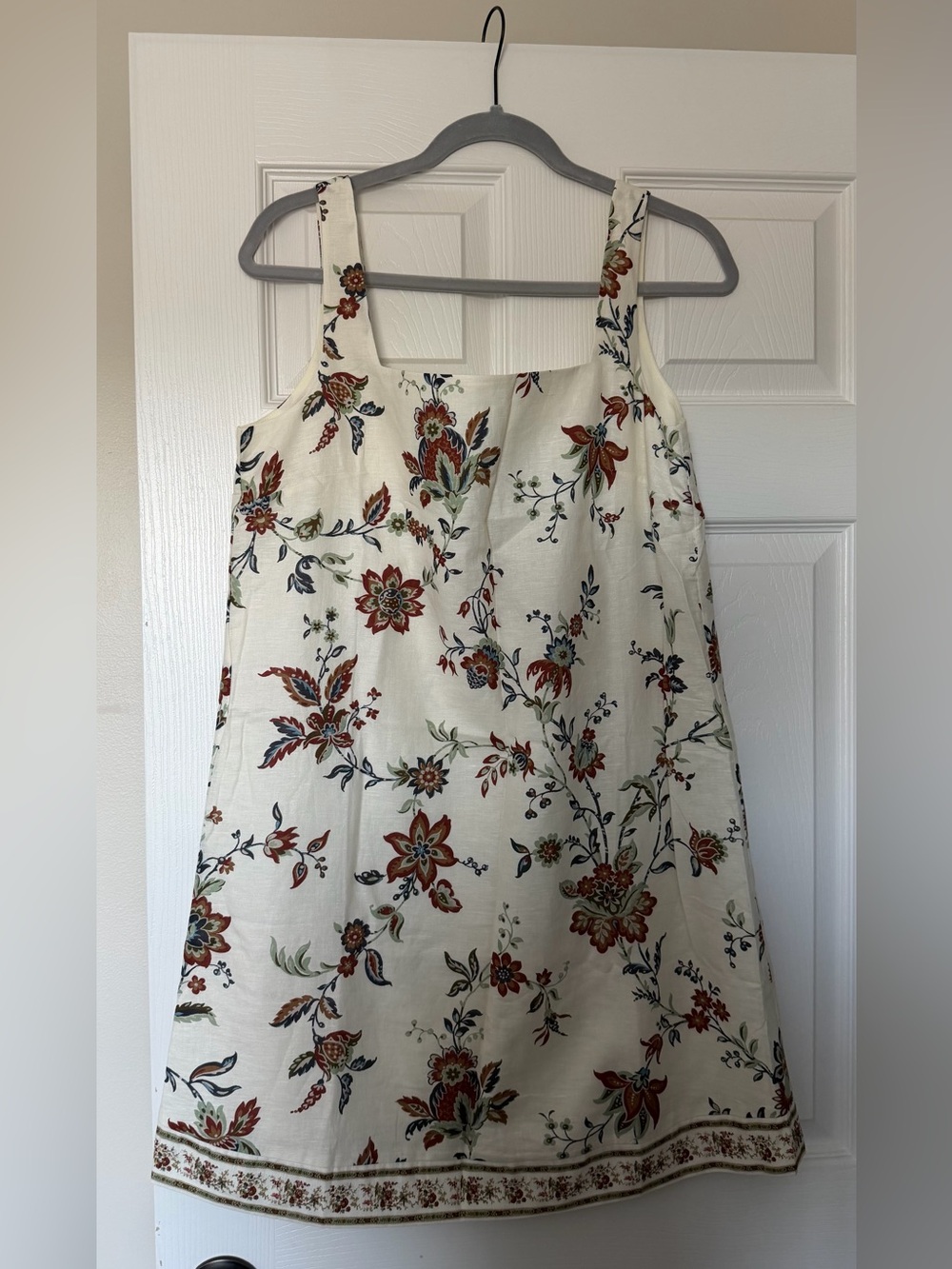 Tuckernuck Cream Linen Dress with Red & Blue Floral Print